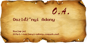Oszlányi Adony névjegykártya
